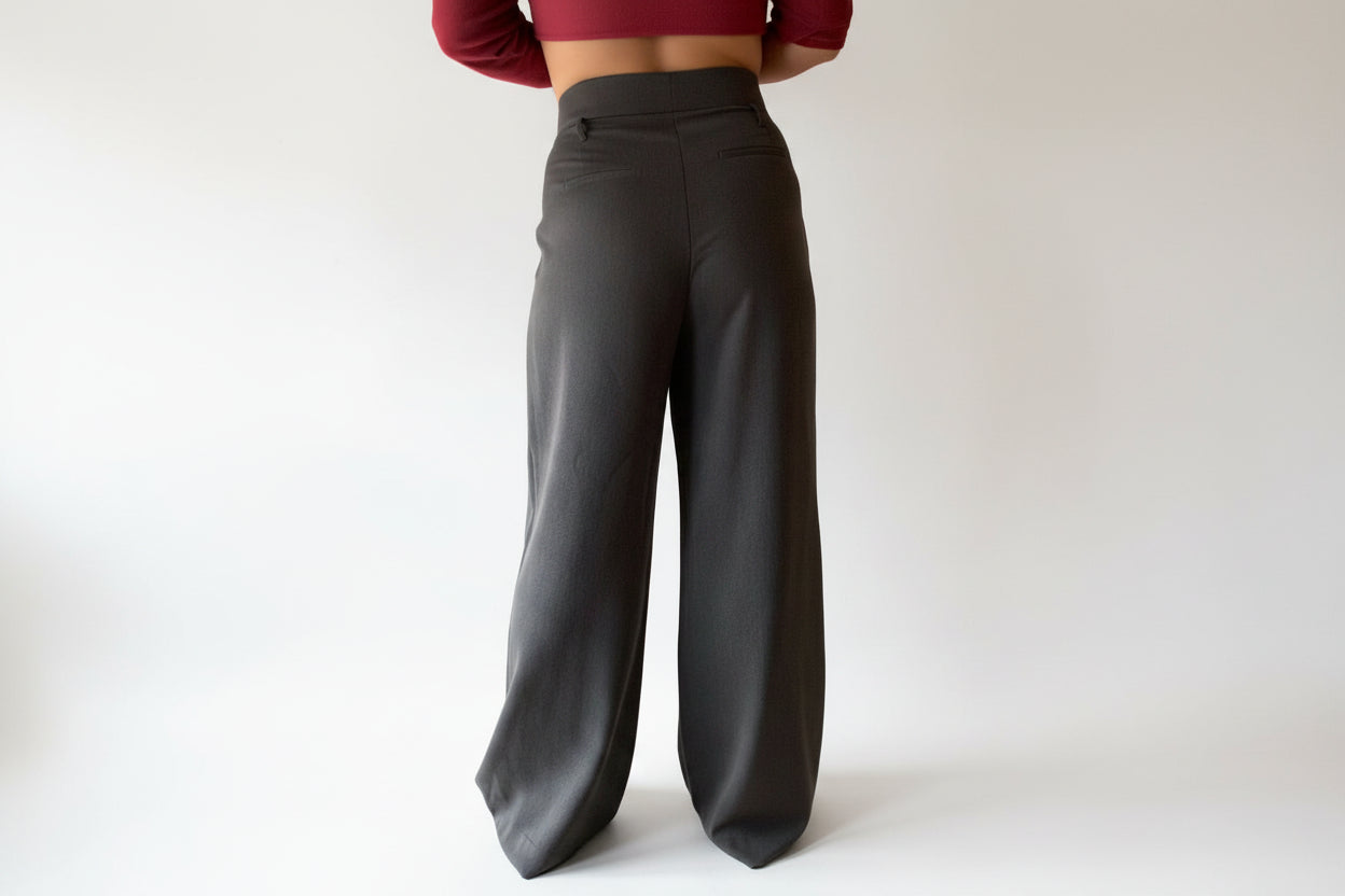 Pantalones Anchos Oversize Gris - Talla 42